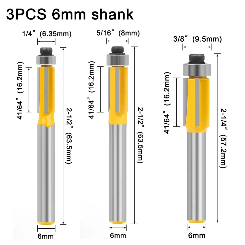 "Premium Set of Flush Trim Router Bits for Precision Woodworking"