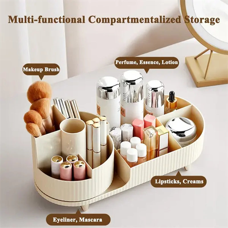 ``360° Rotating Makeup Organizer for Large Cosmetic Collection - Store Your Skincare, Brushes, and Lipsticks with Ease!``