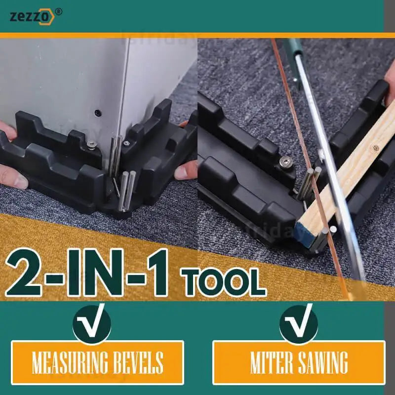 "MiterPerfect 2-in-1 Bevel Gauge and Miter Box: Measure, Cut, and Saw with Precision!"