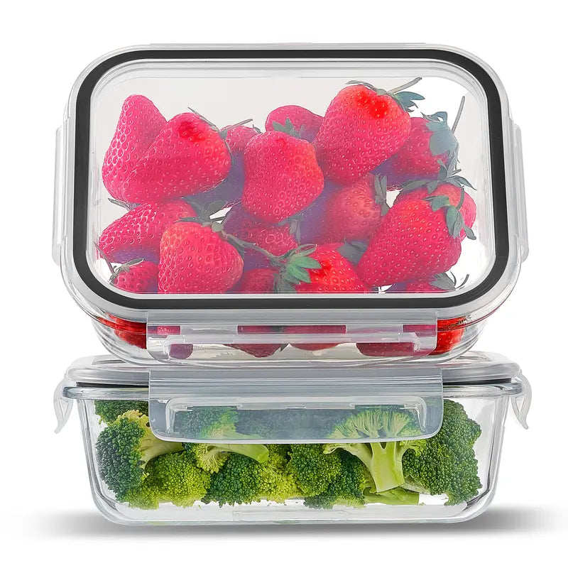 "Set of 12 Glass Food Storage Containers with Leak-Proof Lids - Oven, Microwave, and Dishwasher Safe"