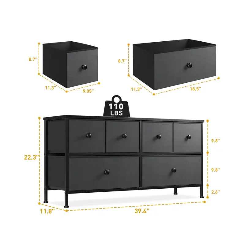 "Raybee Furniture 6-Drawer Dresser with High Space Utilization - Perfect for Closet, Living Room, or Playroom!"