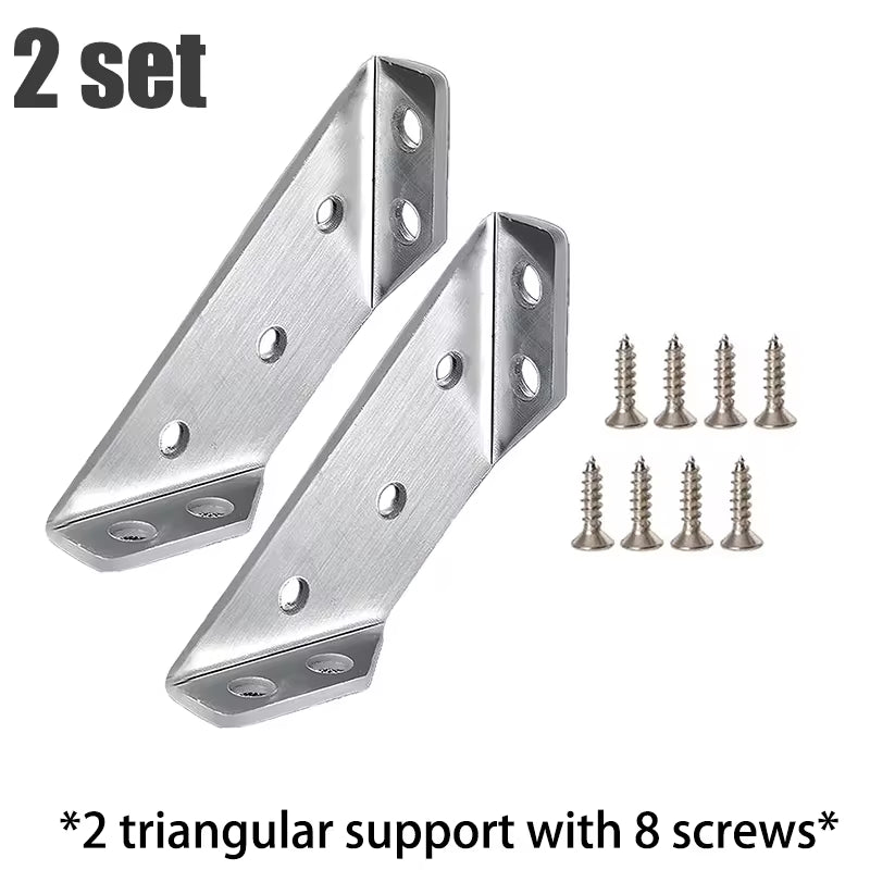 "Stainless Steel Heavy Duty Angle Brackets - Set of 4 for Furniture, Drawers, and Shelves"