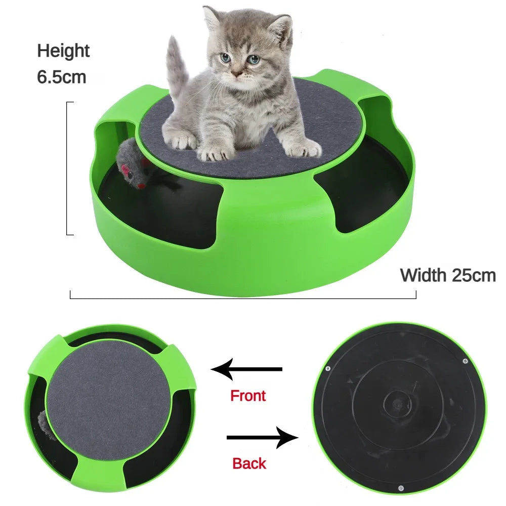 Interactive Cat Toy Turntable Roller with Mouse Track - Intelligence Training & Scratching - Funny Games - Pet Toy Accessories