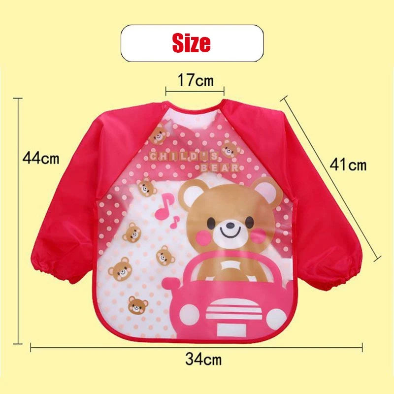 Waterproof Eating Smock Infant Toddler Baby Cartoon Long Sleeve Art Apron Feeding Bib for Boys Girls Soft Baby Bibs Burp Clothes