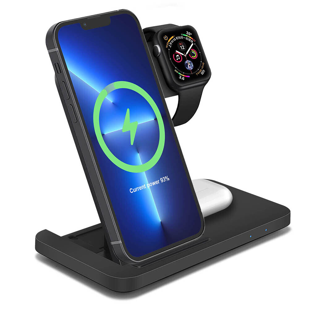 3 in 1 Wireless Charger Dock Charging Station for Apple Watch Iphone 15 14 13 12