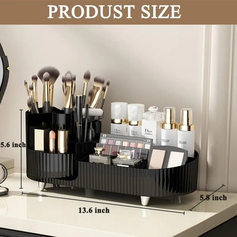 ``360° Rotating Makeup Organizer for Large Cosmetic Collection - Store Your Skincare, Brushes, and Lipsticks with Ease!``