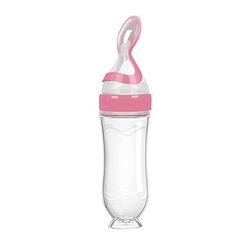 "Squeeze Feeding Bottle: Silicone Newborn Baby Rice Spoon & Cereal Food Feeder Set"