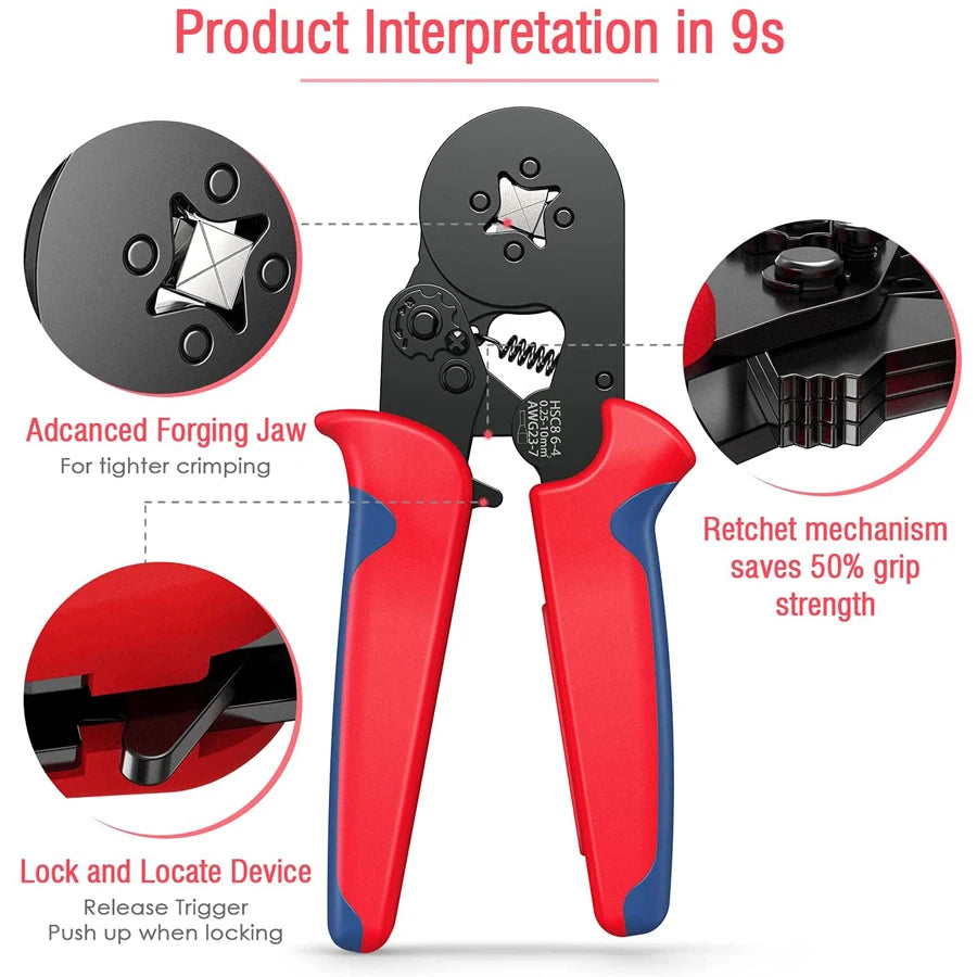 Ratchet Wire Crimping Tool Kit with Tubular Terminals Clamp