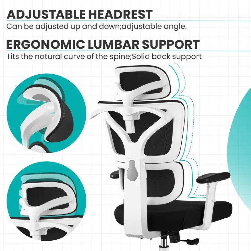 Luxury Ergonomic Office Chair with High Back, Reclining Feature, and Lumbar Support