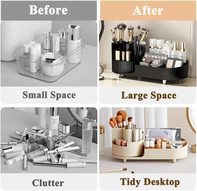 ``360° Rotating Makeup Organizer for Large Cosmetic Collection - Store Your Skincare, Brushes, and Lipsticks with Ease!``