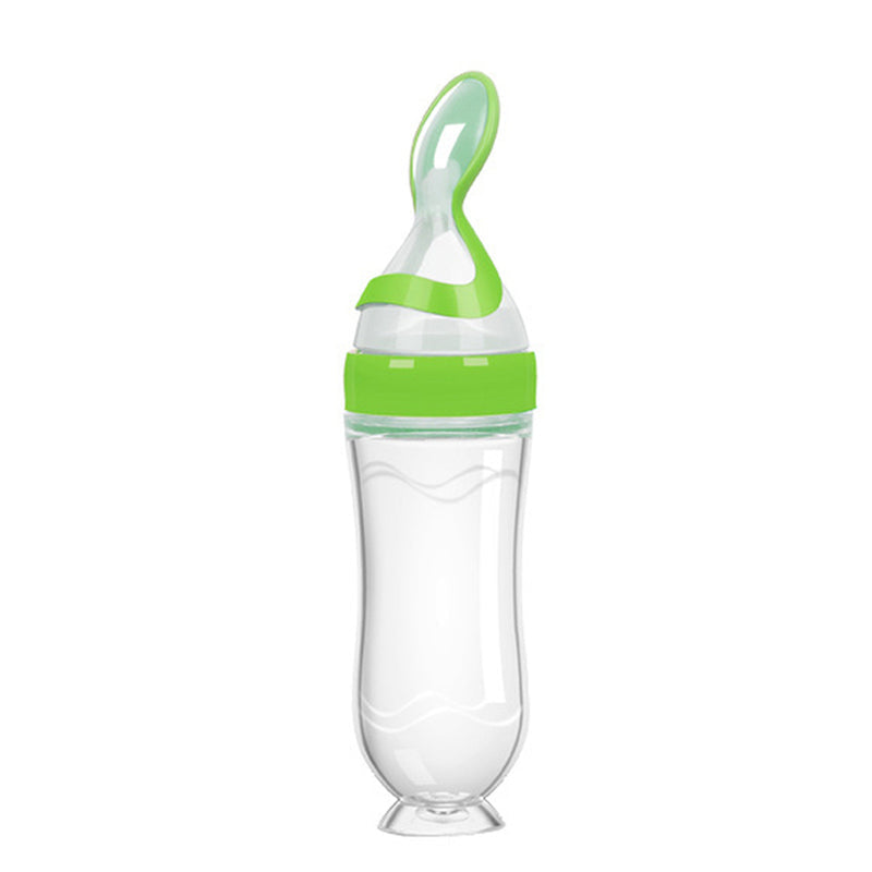 "Squeeze Feeding Bottle: Silicone Newborn Baby Rice Spoon & Cereal Food Feeder Set"