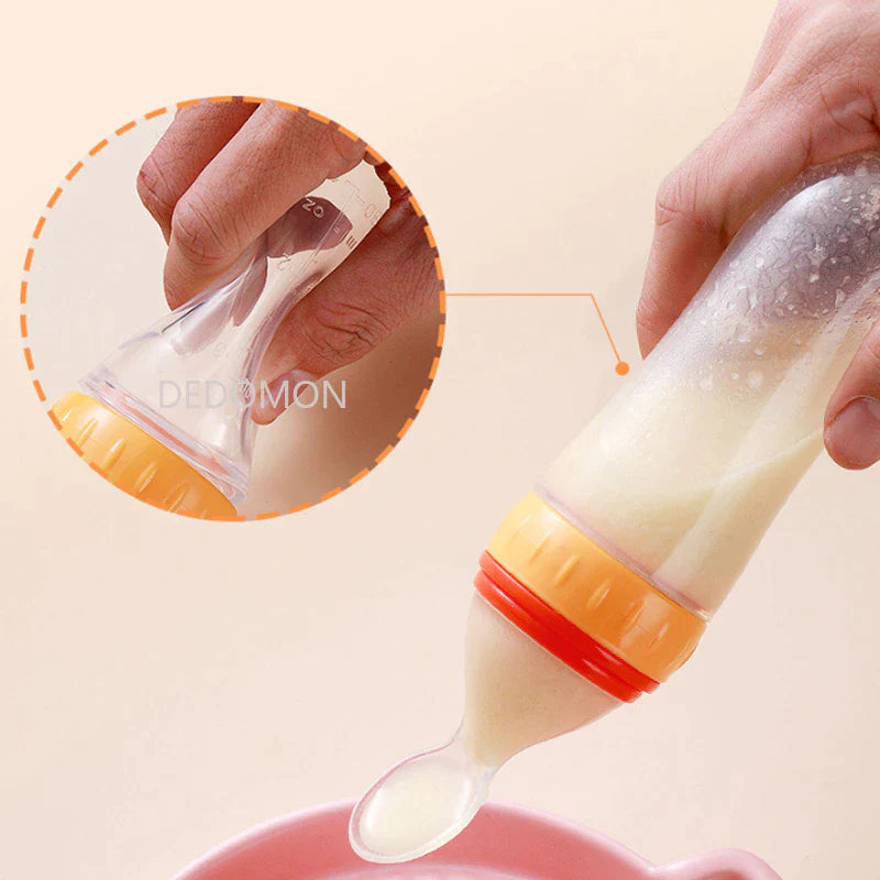 "Squeeze Feeding Bottle: Silicone Newborn Baby Rice Spoon & Cereal Food Feeder Set"