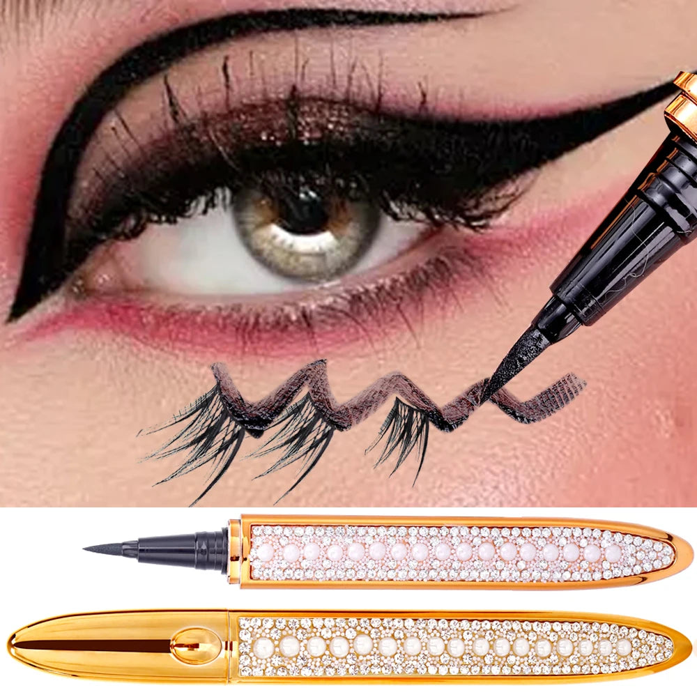 "2-in-1 Self-Adhesive Eyelashes with Quick-Drying Eye Liner Pen"