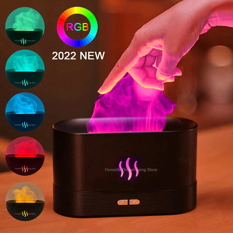 "Flame Air Humidifier: 2022 New USB Aroma Diffuser for Home and Office"