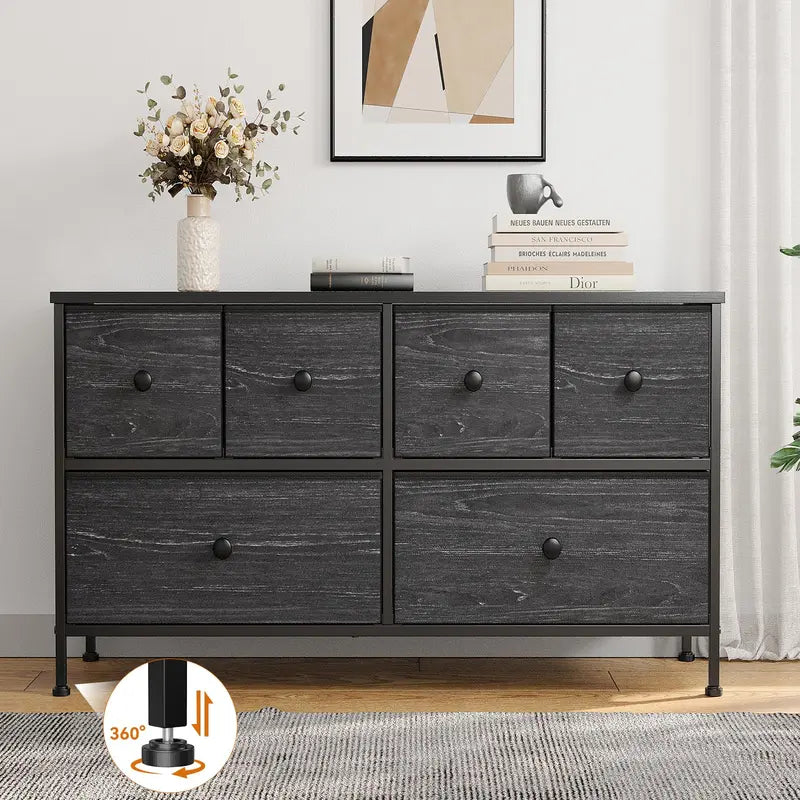 "Raybee Furniture 6-Drawer Dresser with High Space Utilization - Perfect for Closet, Living Room, or Playroom!"