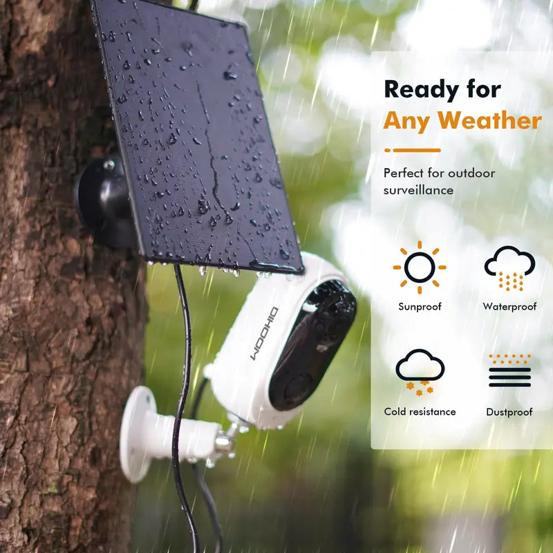 Wireless Solar Powered Indoor/Outdoor Security Camera with Color Night Vision and AI Detection