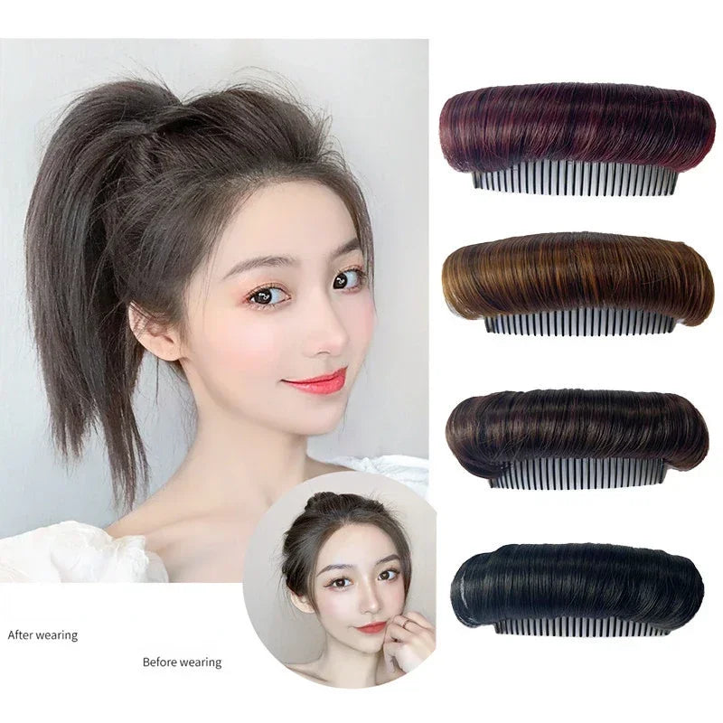 "Volumizing Hair Cushion Pad for Women - Invisible Synthetic Hair Base Clip for Fluffy Bun Hairstyles"