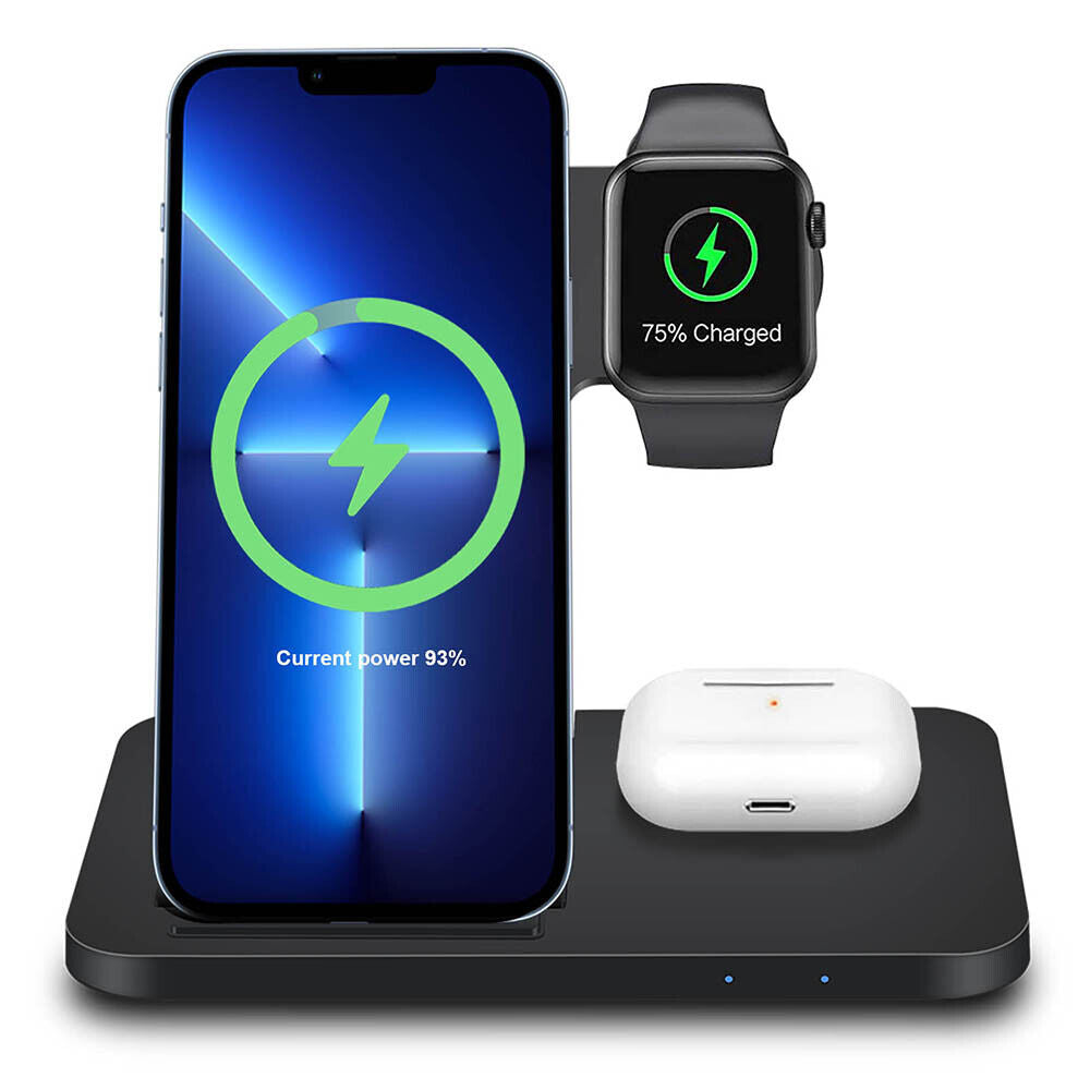 3 in 1 Wireless Charger Dock Charging Station for Apple Watch Iphone 15 14 13 12