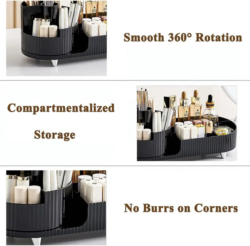 ``360° Rotating Makeup Organizer for Large Cosmetic Collection - Store Your Skincare, Brushes, and Lipsticks with Ease!``