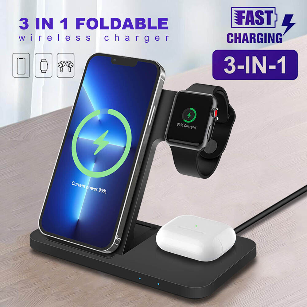 3 in 1 Wireless Charger Dock Charging Station for Apple Watch Iphone 15 14 13 12