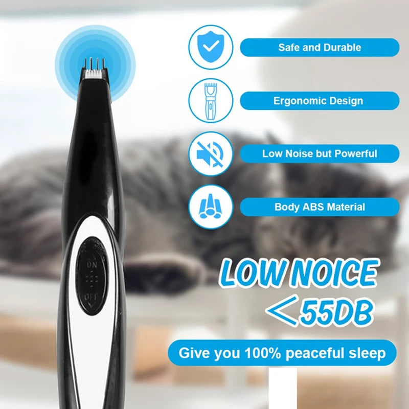 Professional Title: "Rechargeable Pet Grooming Kit for Dogs and Cats - Low Noise Electric Trimmer for Ears, Eyes, Paw, and Fur"