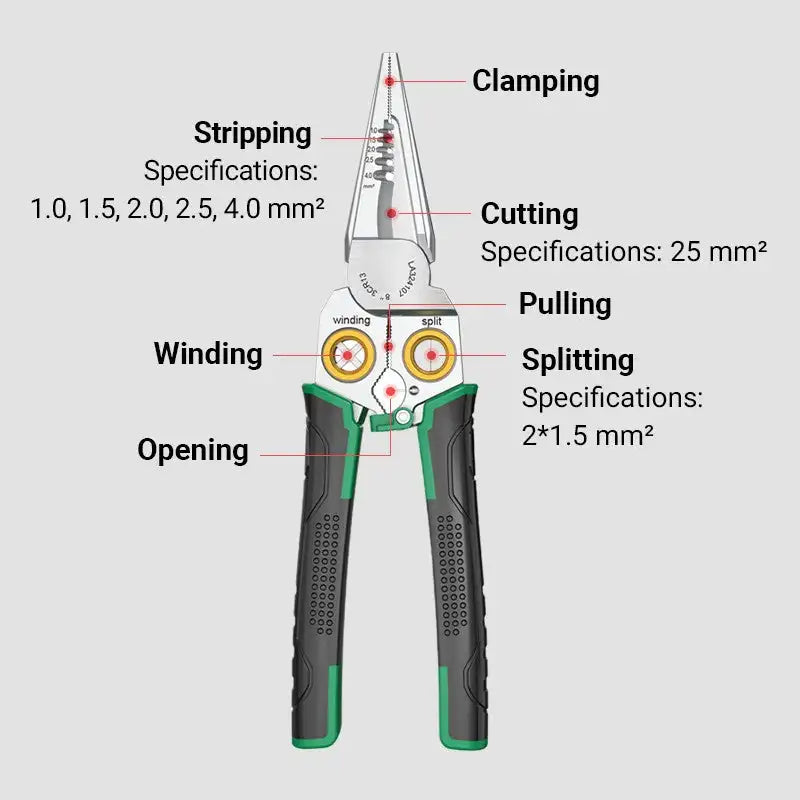 "Multi-Functional Electrician Scissors: 8-in-1 Stainless Steel Tool for Cutting Wires, Steel, and more!"