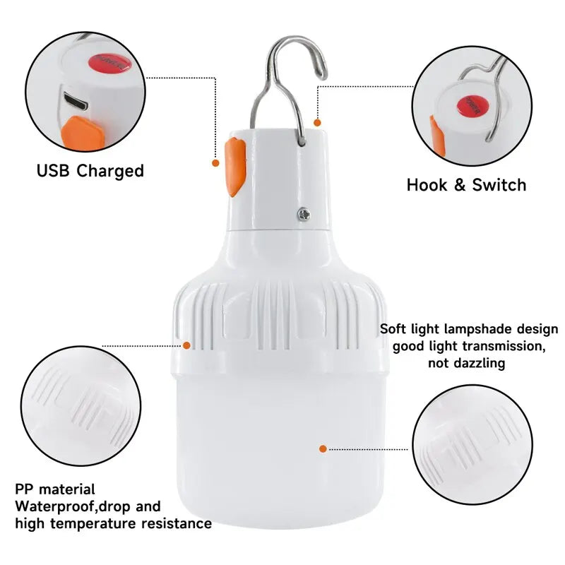 "Portable USB Rechargeable LED Lantern for Outdoor Adventures"