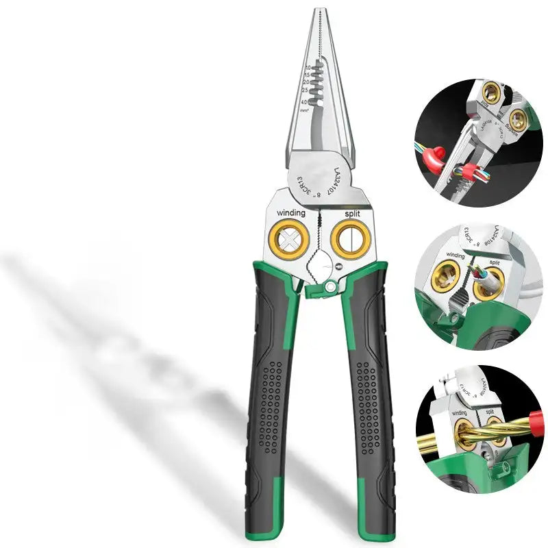 "Multi-Functional Electrician Scissors: 8-in-1 Stainless Steel Tool for Cutting Wires, Steel, and more!"